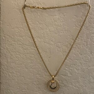 Gold Plated Necklace with Circular Dog Pendant